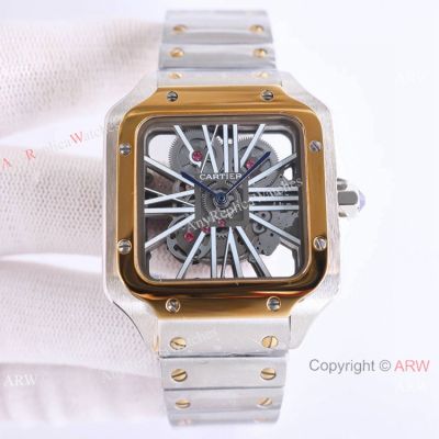 Swiss Quality Two Tone Skeleton Cartier Santos de Watch 40mm for Men